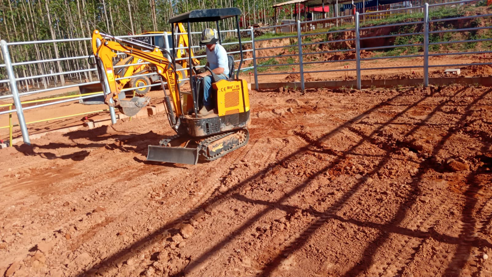 Nivelamento de terreno com mini escavadeira e operador